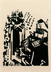 Rybáři, asi 1940 (dřevoryt)