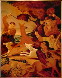 Staghunt, asi 1935 (olej na plátně)