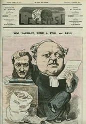 Cartoon Charles Lachaud (1817-1882), francouzský právník. Obálka „“L