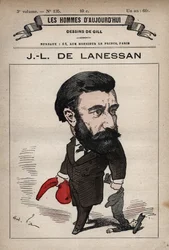 Karikatura Jeana Marie Antoine de Lanessan (1843-1919) anglický státník z 