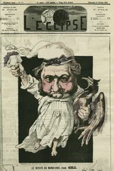 Eugène Rouher (1814-1884), francouzský politik, vůdce bonapartistické strany. Obálka časopisu „L