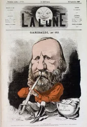 Giuseppe Garibaldi (1807-1882), hymna míru - od Gilla, v „The Moon““ z 22.9.1867