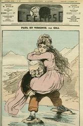 Portrét Adolphe Thierse (1797-1877), francouzského historika a politika, zastoupeného v „Paul et Virginie“ (Republika). Obálka “”L
