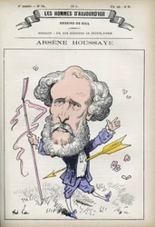 Portrét Arsene Houssaye (1815-1896), francouzský literát. Karikatura Gill, Paříž.