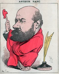 Portrét Arthura Ranca (1831-1908) francouzského novináře a politika - Cartoon od Andre Gilla v „Les Hommes d