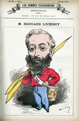 Portrét Edouarda Lockroye (1838-1913), francouzského politika. Cartoon od Gill, v "Les Homme d
