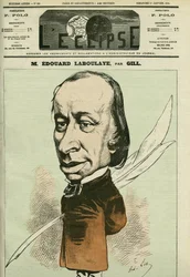 Portrét Edouarda René de Laboulaye (1811-1883), francouzského právníka, básníka a politika, byl také vynálezcem Sochy svobody. Obálka v “”L