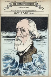 Portrét Felixe Francoise Jeana Cantagrela (1810-1887), literáta, městského radního a zástupce Paříže. Cartoon od Gill, Paříž.