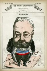 Portrét Ferdinanda Herolda (1828-1882), francouzského politika. Karikatura Gill, Paříž.