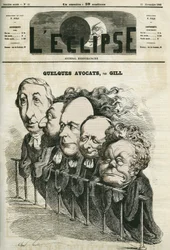 Někteří právníci, Emmanuel Arago (1812-1896), Leon Gambetta (1838-1882), Jules Grevy (1807-1891), Laurier a Adolphe Cremieux (1796-1880). Obálka “”L