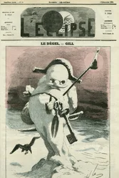 Degel, evokující politickou situaci vlády Napoleona III., „Francie chce více svobody“. Obálka „“L