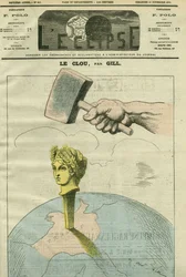 Hřebík, karikatura o republice ilustrující citát Alexandra Dumase Filse: „Názory jsou jako hřebíky. Čím více je trefíte, tím více je trefíte.““ Obálka „“L