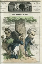 Pod jilmem čeká Napoleon III., Emile Ollivier, to jsou hlavní aktéři Sedanovy porážky. Obálka „“L