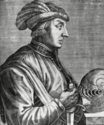 Portrét Castruccia Castracaniho (asi 1281-1328), lorda z Luccy, rytina z Les Vrais pourtraits et Vies des Hommes illustres