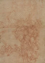 Bitva u Spoleta, asi 1575 (červená křída na papíře)