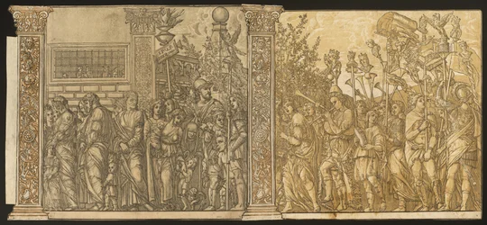 Triumf Julia Caesara [č. 7 a 8 plus 2 sloupy], 1599.