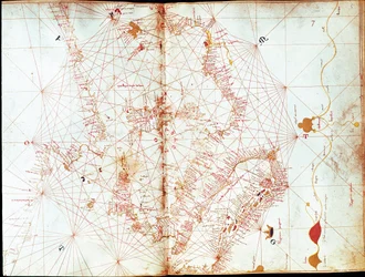 Mapa Itálie od námořního kartografa Andrea Bianca (15. století)