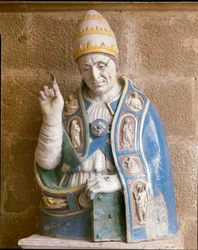 Busta San Lino (polychromovaná glazovaná terakota)
