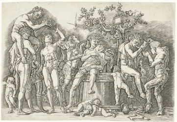 Bacchanal se satyry a bakchanty v lisu