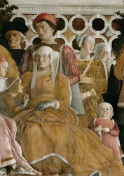 Lodovico Gonzaga s rodinou, Barbara Braniborská a dvě děti (freska)