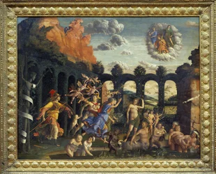 Minerve honící neřesti zahrady ctnosti - Andrea Mantegna, cca 1497, Muzeum Louvre, Paříž.