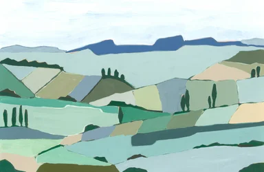 Charmin hills, 2024 (akryl na papíře)