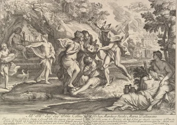 Bacchus jako dítě darovaný Merkurem do péče nymf.