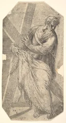Svatý Ondřej drží velký kříž, z „Krista a apoštolů“, ca. 1548-50.