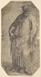 Svatý Filip stojící s knihou pod pravou paží, z „Krista a apoštolů“, ca. 1548-50.