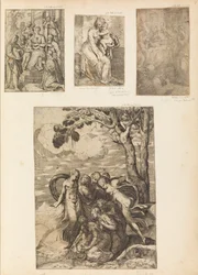 Panna a dítě, obřízka, Mojžíš zachráněn z Nilu, ca. 1542-46.