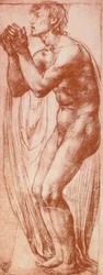 Studie mužské postavy; kresba Andrea del Sarto. Gabinetto dei Disegni e delle Stampe, Galerie Uffizi, Florencie