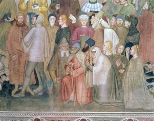 Církev militantní a triumfální, detail, ze španělské kaple, c.1369