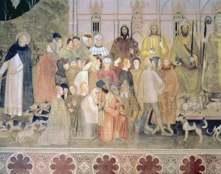 Církev militantní a triumfující, detail, ze španělské kaple, c.1369