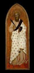 Sv. Bartoloměj, kolem 1360-65 (tempera a plátkové zlato na dřevěné desce)