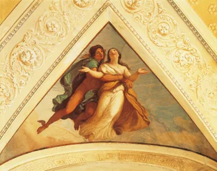 Rámeček s Merkurem, freska Andrea Appiani (1754-1817), Villa Reale, Monza, Itálie