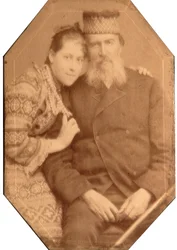 Portrét básníka Jakova Petroviče Polonského (Iakov Petrovič Polonskij) (1820-1898) s dcerou Natalií.