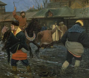 Moskevská ulice sedmnáctého století o státním svátku