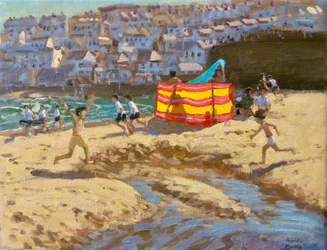 Oranžová a žlutá větrovka, St Ives. 2010 14x18"