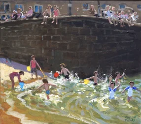 Splashing in Tenby Harbor, 2016,