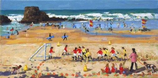 Sportovní den, Perranporth, 2017, (olej na plátně)