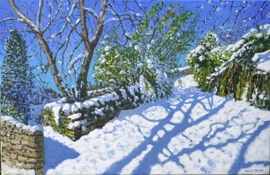Jarní sníh, Wirksworth, Derbyshire, 2023 (olej na plátně)