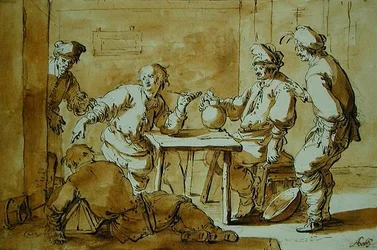 V baru, 1633 (perem a tuší na papíře)