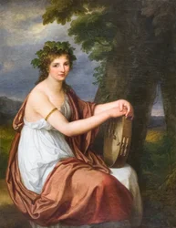Portrét mladé ženy oblečené jako Bacchante