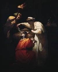 Kleopatra zdobí hrob Marka Anthonyho, Angelica Kauffmann (1741-1807), olej na plátně