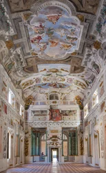 Strop sálu s Boloňskou čtvrtí, Sál stráží, Vévodský palác Este, Sassuolo, Itálie