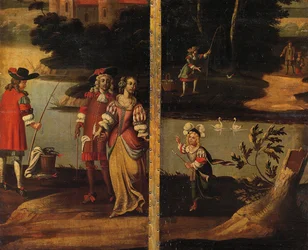 Čtyřnásobná oboustranná obrazovka, cca 1700