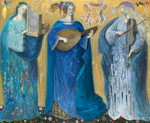 Meditace o Nejsvětější Trojici - podle hudby Oliviera Messiaena, 2007 (olej na belgickém plátně)