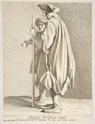 Slepý muž z nemocnice Quinze-Vingts, 1738.