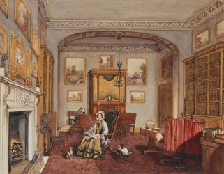Budoár v parku Northwick, kolem roku 1830 (tužka a akvarel)