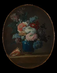 Váza s květinami a lastura, 1780.